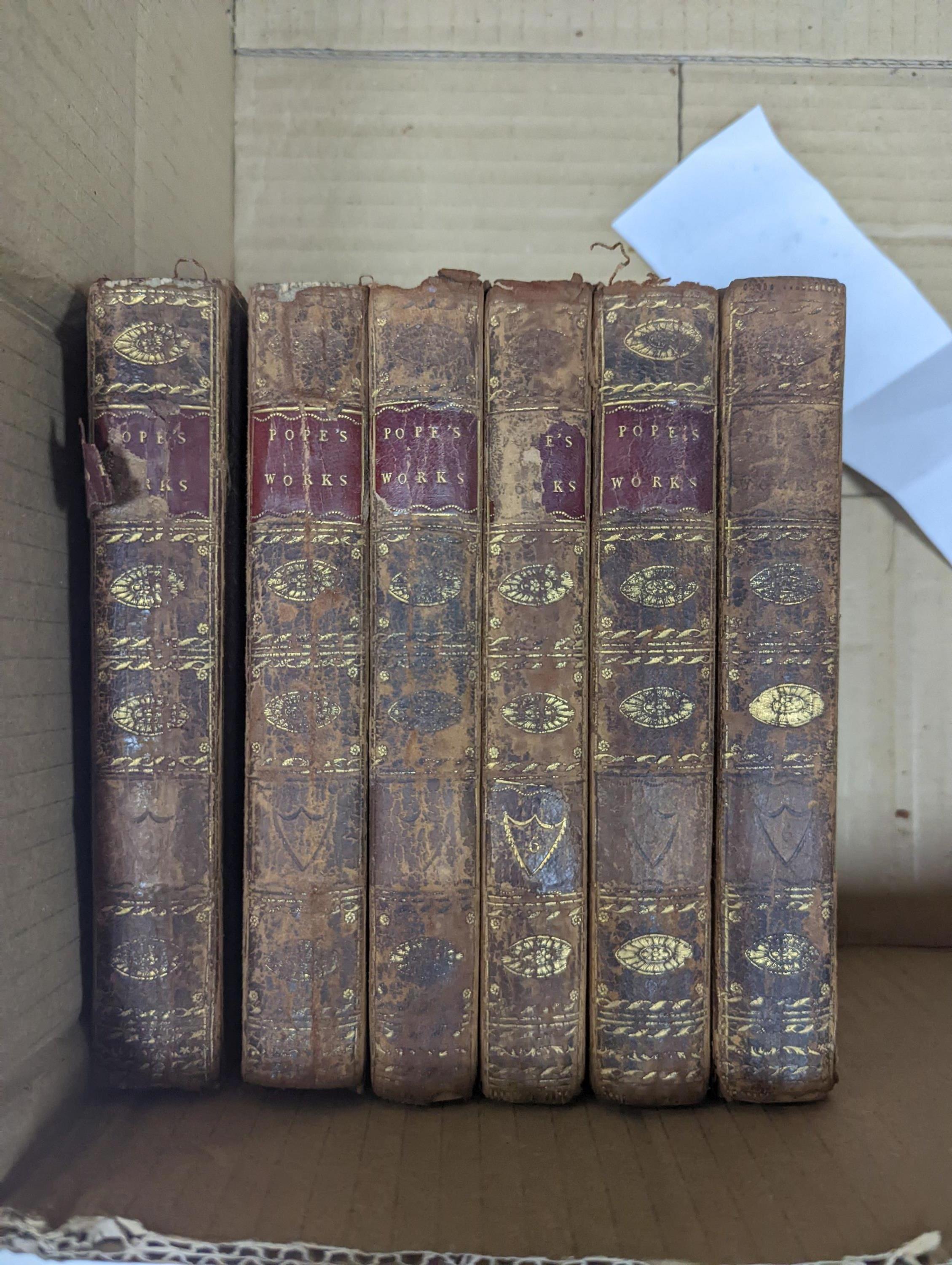 Old leather - Literary Interest, various bindings, 18th/19th century (59 vols) (in 2 boxes).